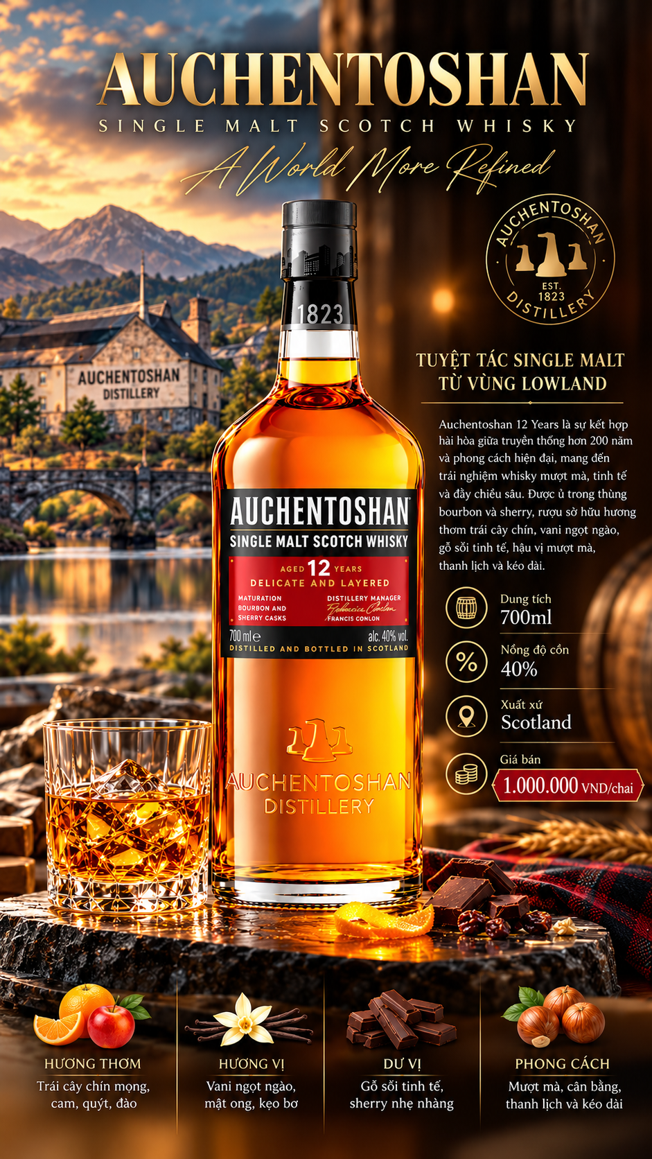 Auchentoshan 12_ A Refined Scottish Sunset