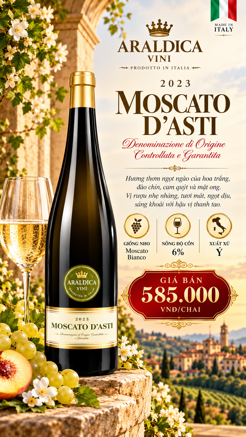 Quảng cáo Moscato d’Asti Ý sang trọng
